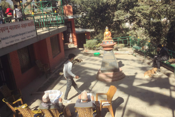 Swayambhunath Temple - newspaper reading